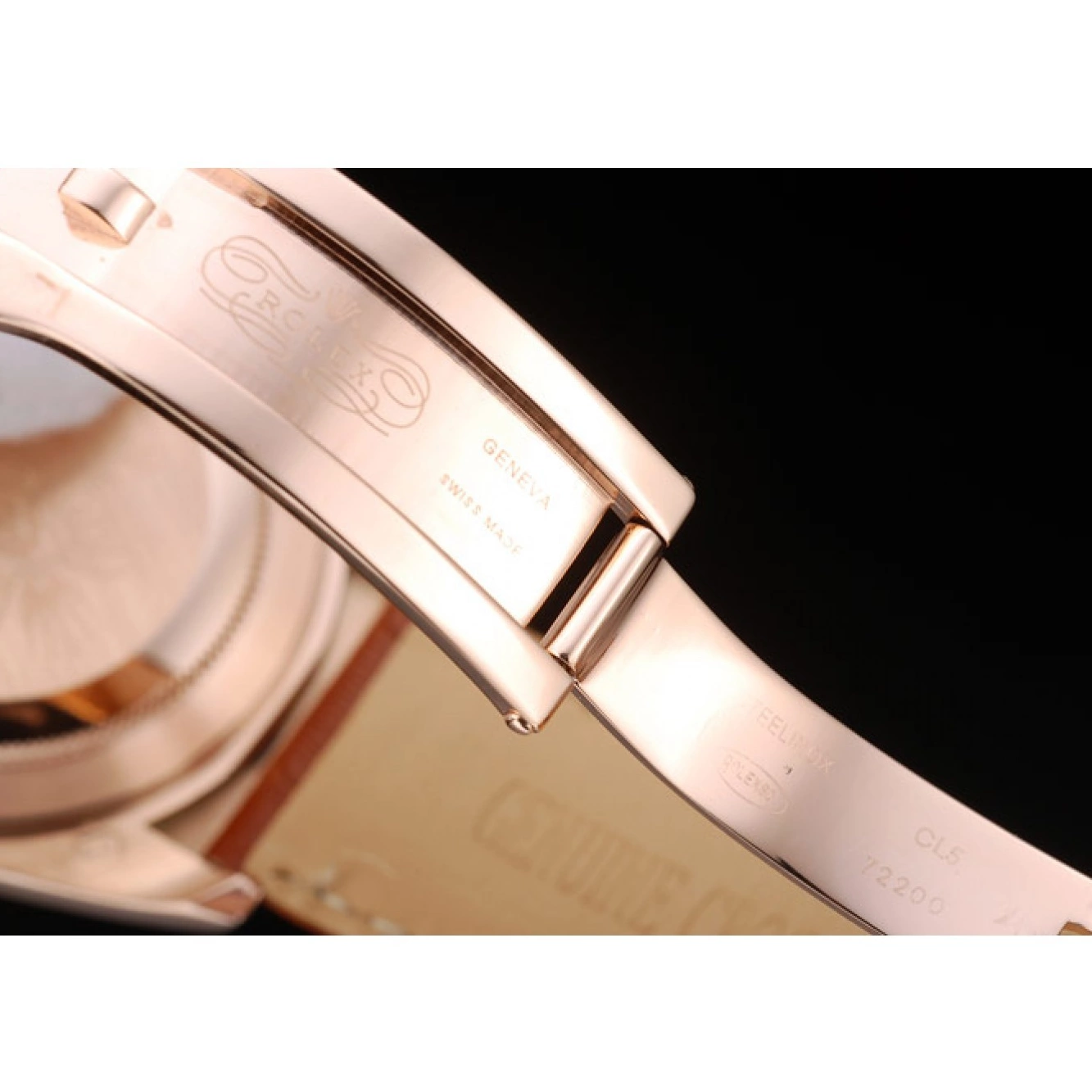 Aaa fake watches Brown Strap Rolex Gold Daytona Leather Rose Brown Dial Case 0820